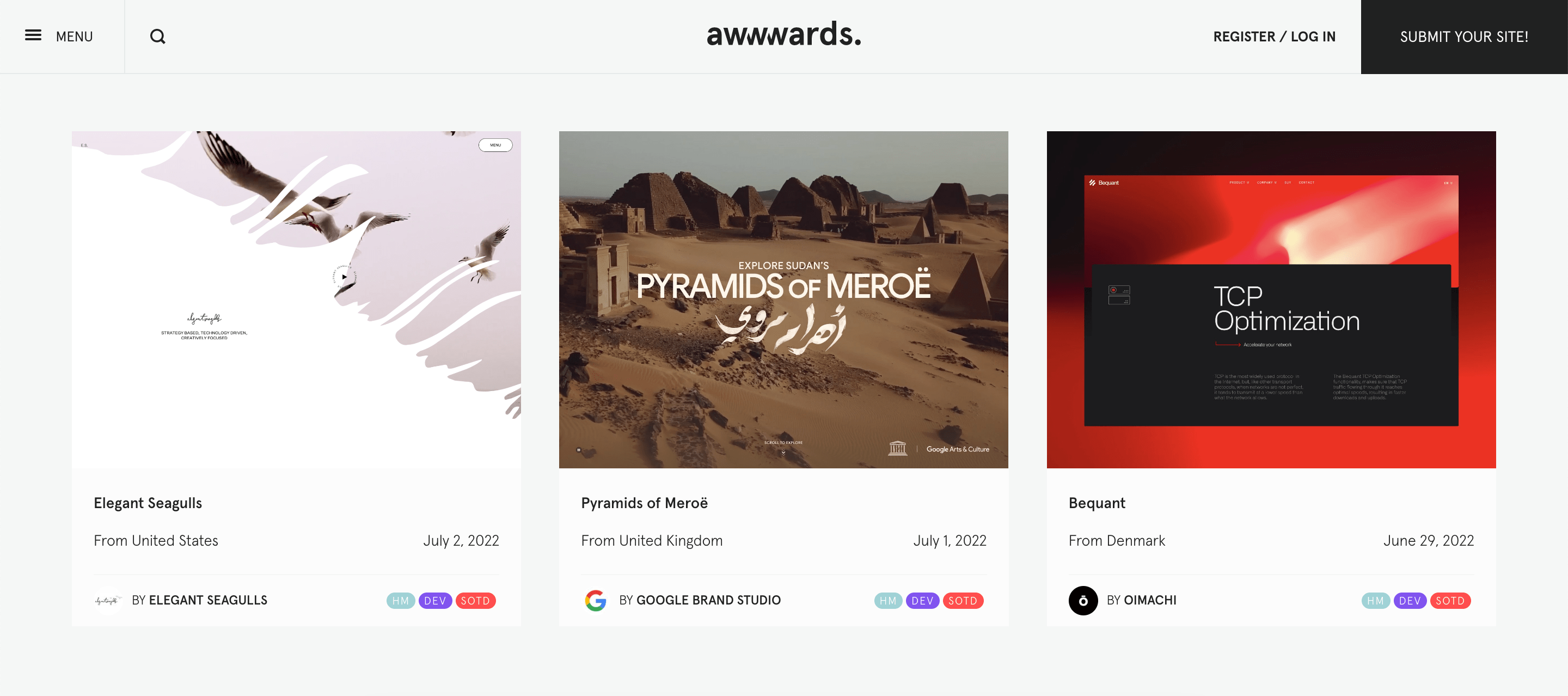 Awwwards - websites for design inspiration